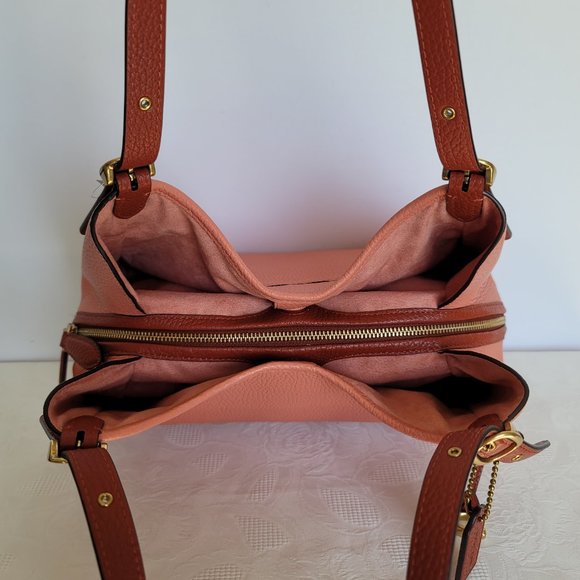 COACH Lori Soft Pebble Leather Colorblock Shoulder Bag- Light Coral Multi🎈⭐ - Picture 11 of 16